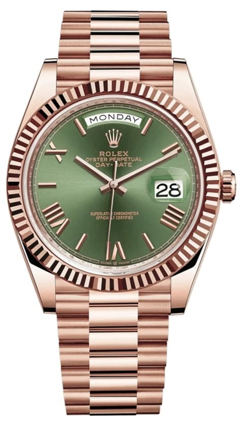 green dial rolex gold|rolex day date everose gold.